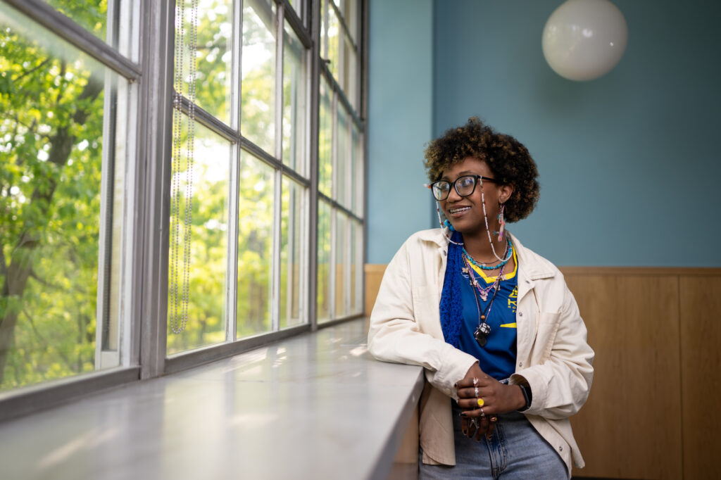 Amara Small joined the robotics team at the School at Marygrove in her junior year. She credits coach Leon Pryor for expanding her coding language and developing her into a team player. Image credit: Eric Bronson, Michigan Photography