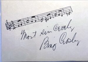 A handwritten note reads "Most sincerely, Bing Crosby."
