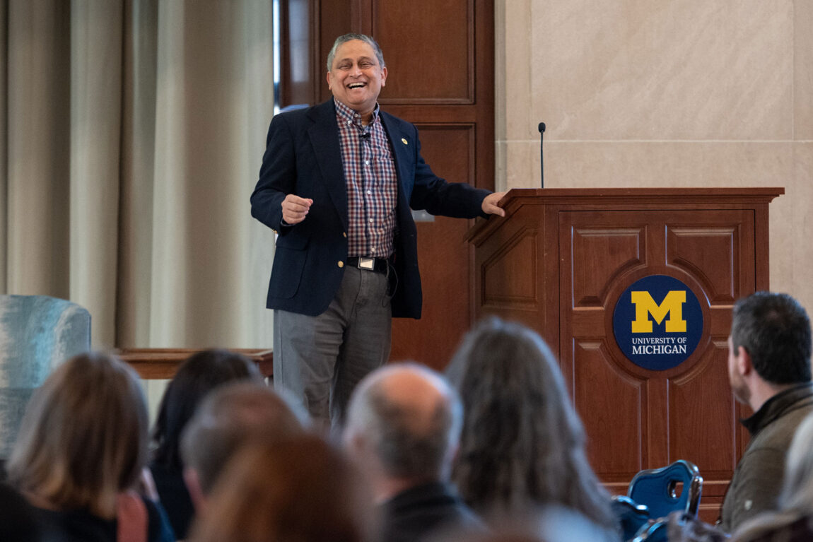 Photo of Ravi Pendse, vice president for information technology and chief technology officer, speaking.