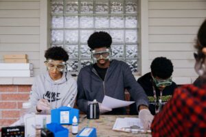 Students go beyond just collecting air and water quality data, and learn what to do with the collected information. Image credit: Erin Kirkland, Michigan Photography
