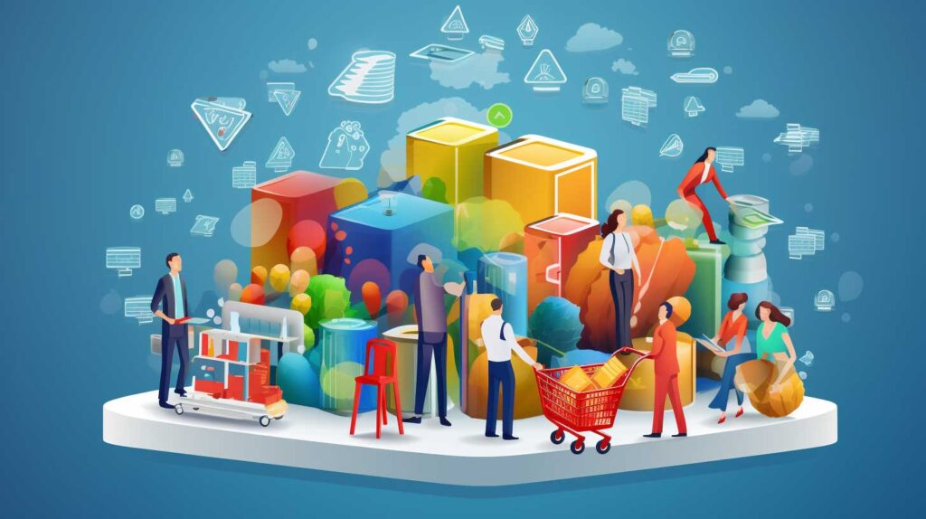 Concept illustration of happy consumers. Image credit: Nicole Smith, made with Midjourney