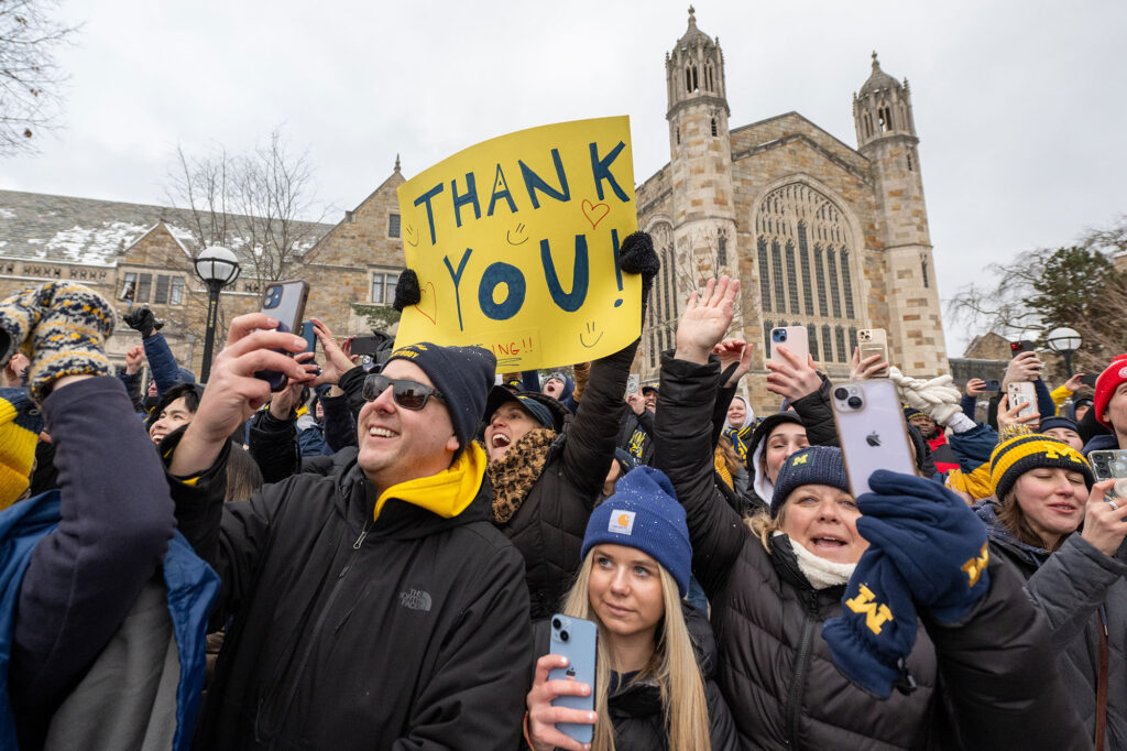 This "Thank You" sign sums up the feelings of fans celebrating a championship season.