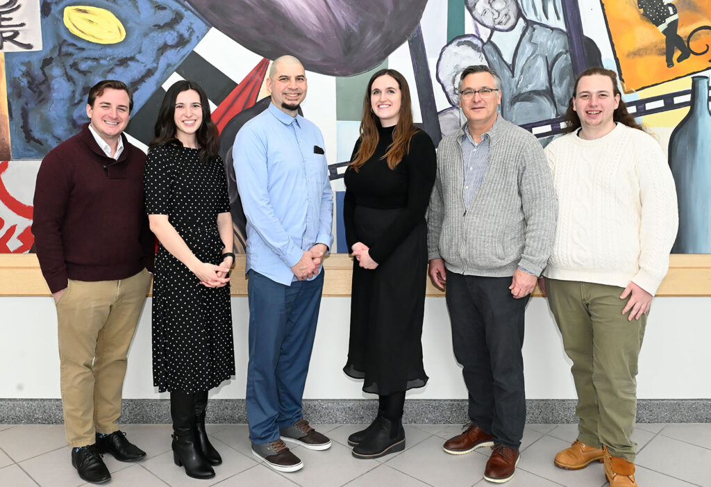 The LSA Transfer Fund team is pictured, from left, Nick Turinsky, Abby Adil, Justin Villanueva, Morgan Gavorek, Michael Hartman and Christian Comment. (Photo by Jose Juarez)