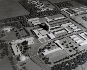 Overhead view of model for planned development.