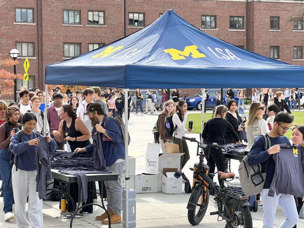MDexers in line for a giveaway on central campus.