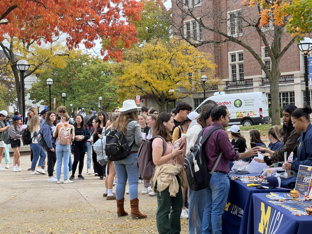 MDexers in line for a giveaway on central campus.