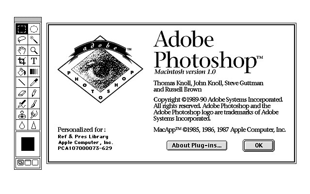 An image of the first version of Photoshop