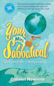 Book cover with a hot air balloon in the shape of the Earth.