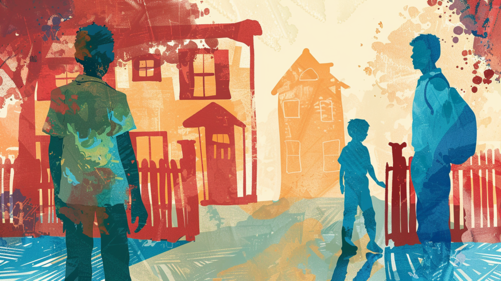 Concept illustration of children and a parent. Image credit: Nicole Smith, made with Midjourney
