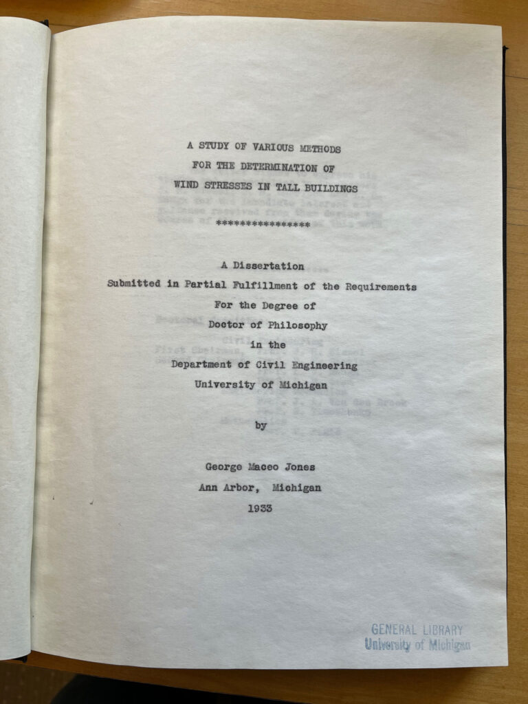 A photo of a dissertation from 1933