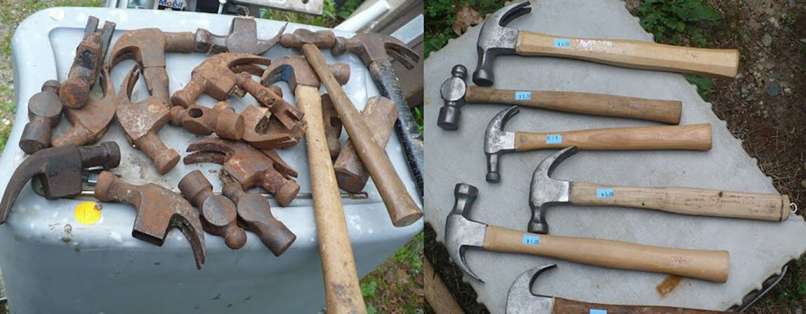 A photo of old hammers