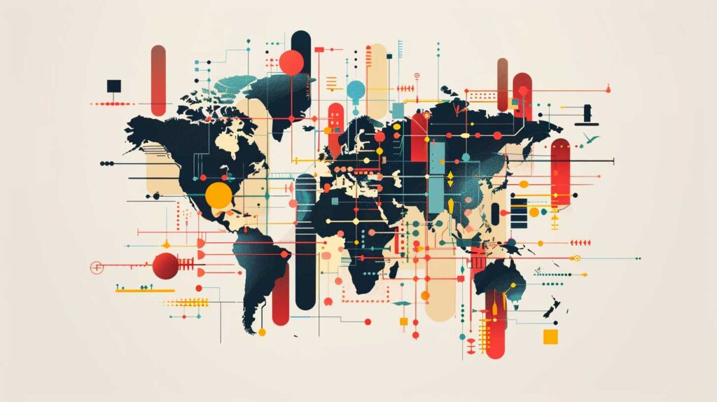 Concept illustration of emerging market multinational corporations. Image credit: Nicole Smith, made with Midjourney