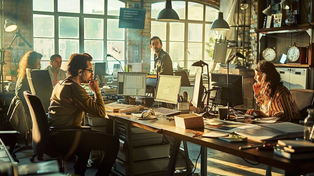 Concept photo of employees at an office. Image credit: Nicole Smith, made with Midjourney
