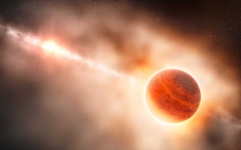 This artist’s impression shows the formation of a gas giant planet embedded in the disk of dust and gas in the ring of dust around a young star. A University of Michigan study, led by U-M astronomer Gabriele Cugno, aimed the James Webb Space Telescope at a protoplanetary disk surrounding a protostar called SAO 206462, hoping to find a gas giant planet in the act of forming. Image credit: ESO/L. Calçada
