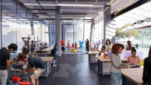Mezzanine view of the new UMCI building. Image credit: Kohn Pedersen Fox