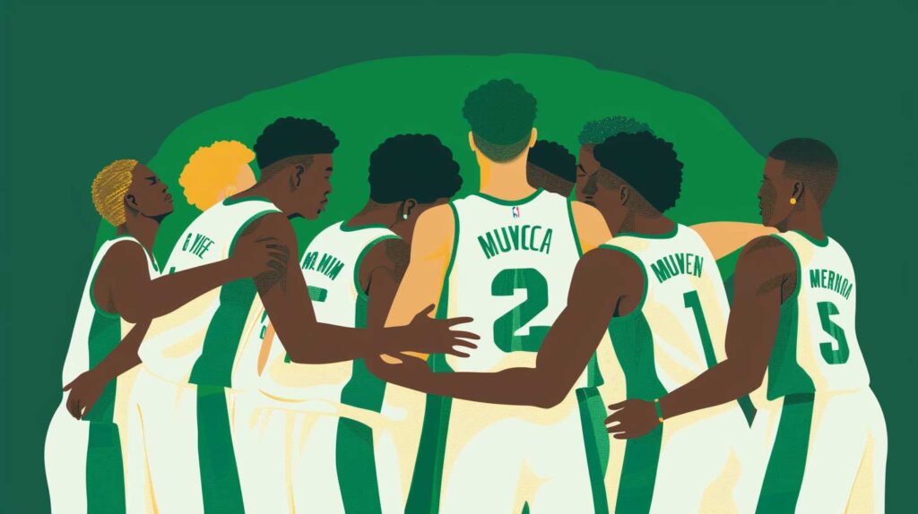 Concept illustration of a basketball union. Image credit: Nicole Smith, made with Midjourney