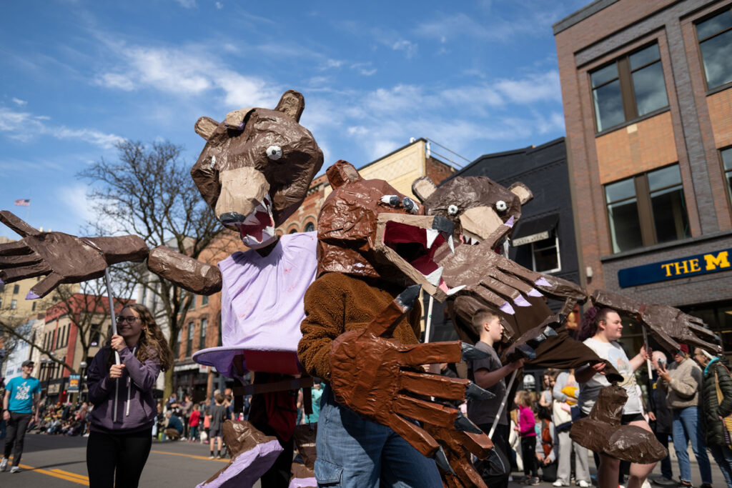 Photo of giant papier mache bears