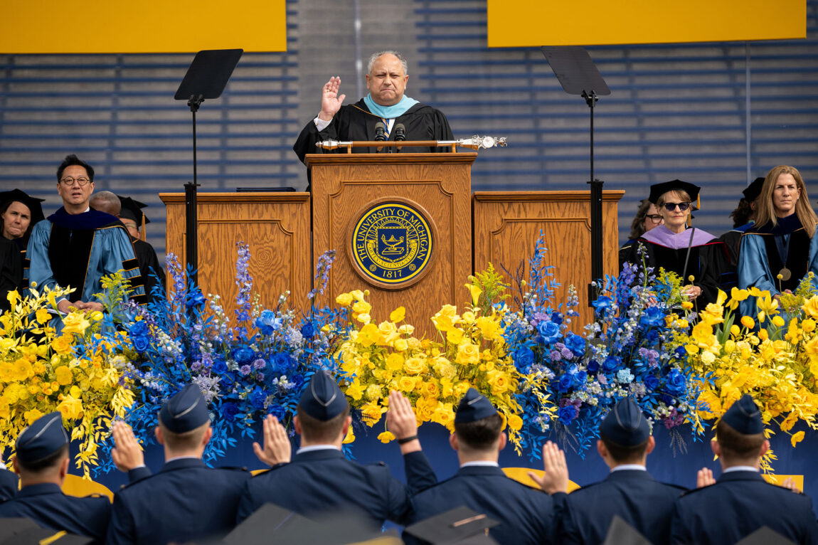 U.S. Navy Secretary Carlos Del Toro commissioning Reserve Officers Training Corps graduates