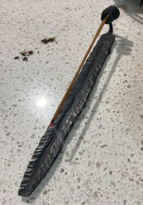 A photo of an incense holder made through blacksmithing