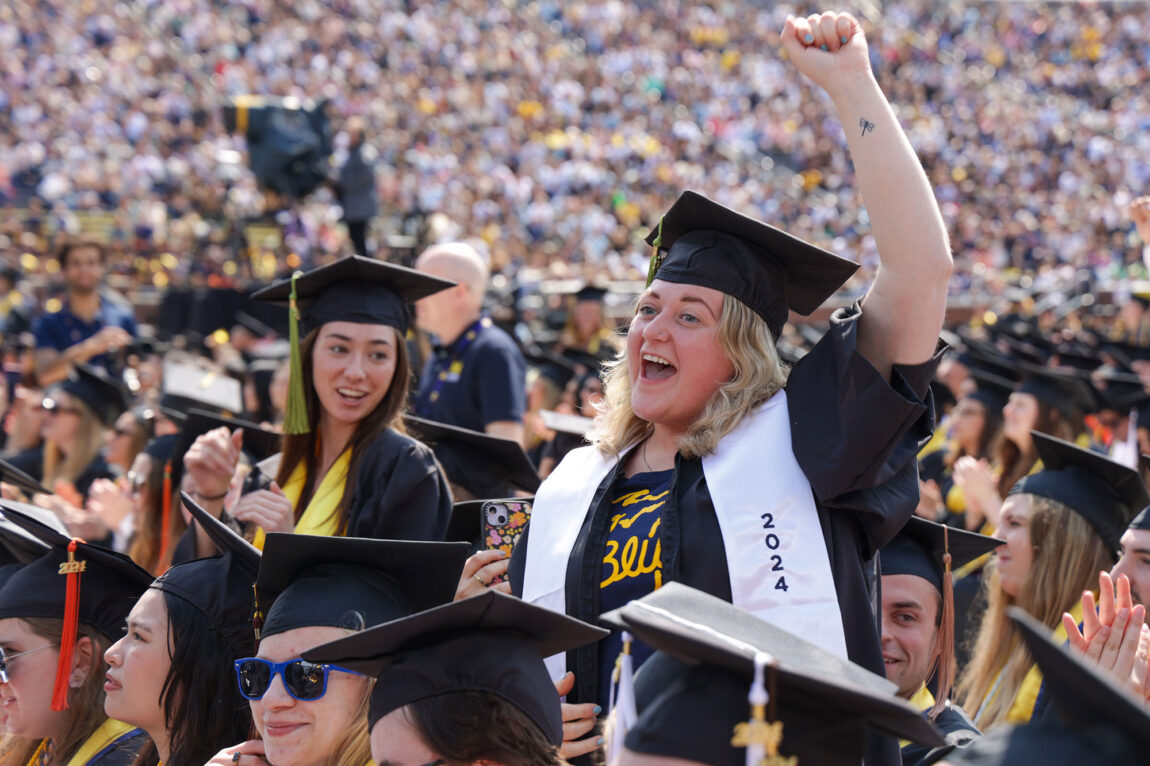 A photo of U-M graduates at commencement