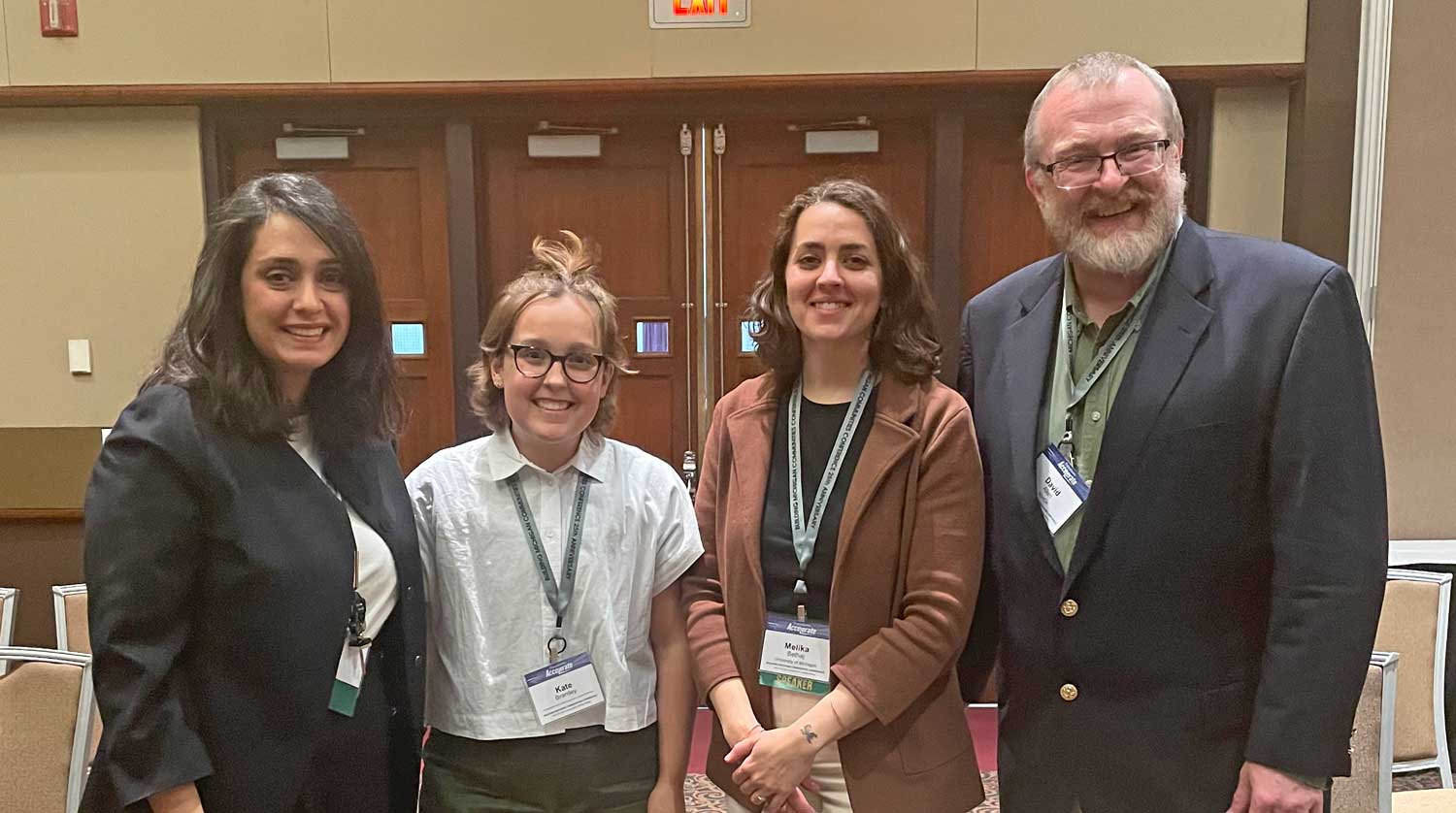 (from left) Roshanak Mehdipanah, Kate Brantley, Melika Belhaj, David Allen. Image credit: U-M Housing Solutions for Health Equity(from left) Roshanak Mehdipanah, Kate Brantley, Melika Belhaj, David Allen. Image credit: U-M Housing Solutions for Health Equity