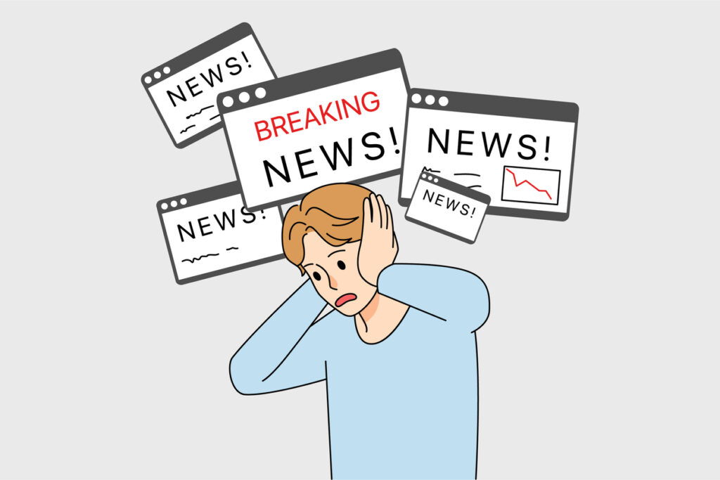 Stressed man tired of information and news. Image credit: iStock