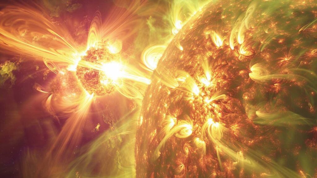 Concept illustration of solar eruptions. Image credit: Nicole Smith, made with Midjourney