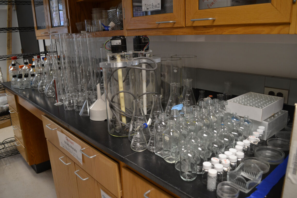 A photo of lab equipment on a table