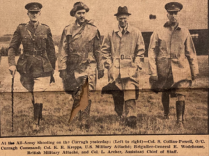A newspaper article from 1946 with Col. Kenneth Kreps in a photo with other military people.