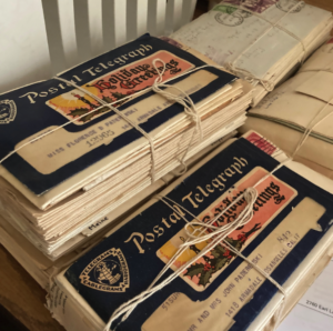 Packets of correspondence and telegrams, circa 1945, which were discovered in Colonel Kenneth Kreps' long-lost war chest.