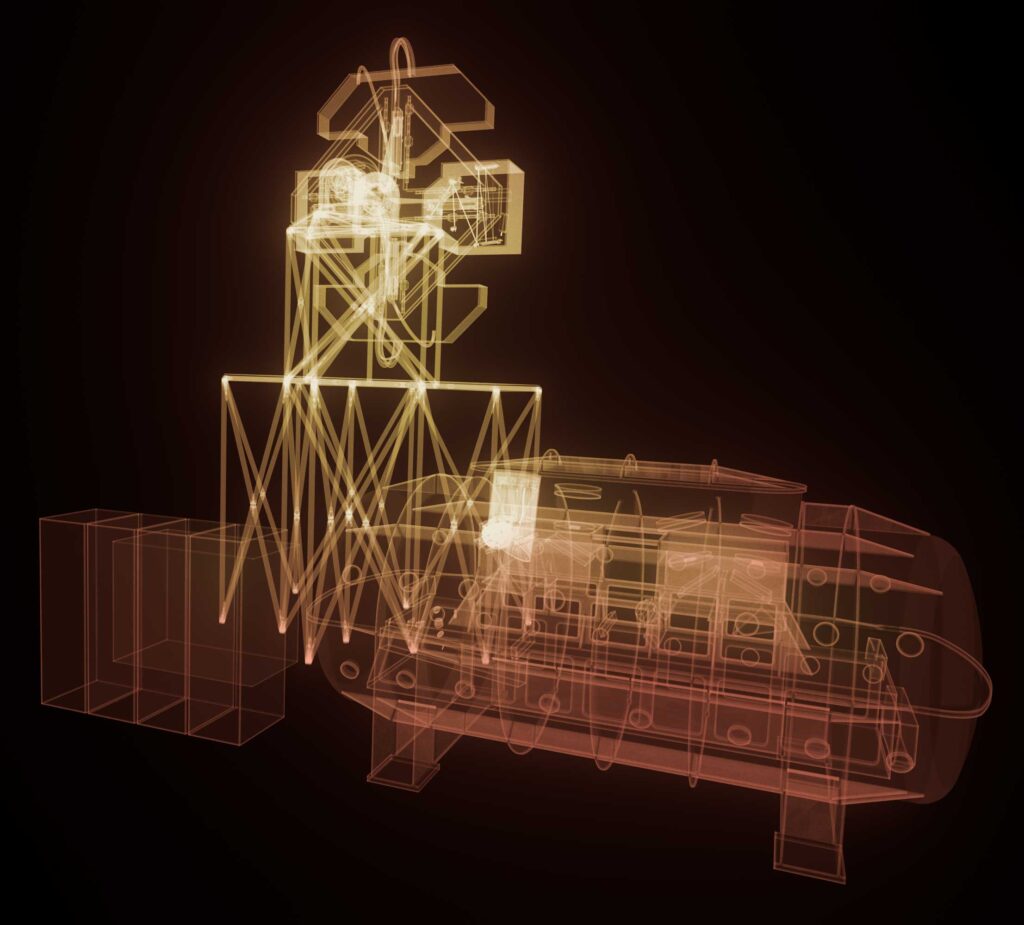 An artistic impression of the computer model of the ELT instrument ANDES (formerly known as HIRES). Image credit: ESO