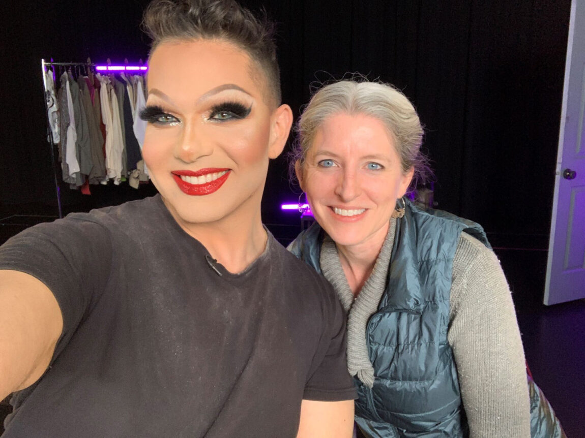 A photo of a drag artist and a U-M professor