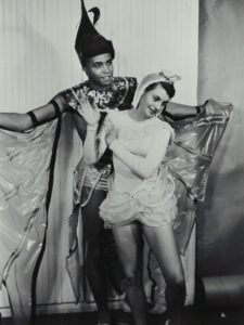 Jones as a U-M student dressed in costume for a production of the Birds.
