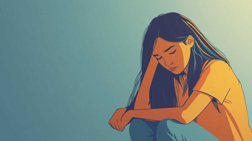 Concept illustration of a depressed teen. Image credit: Nicole Smith, made with Midjourney