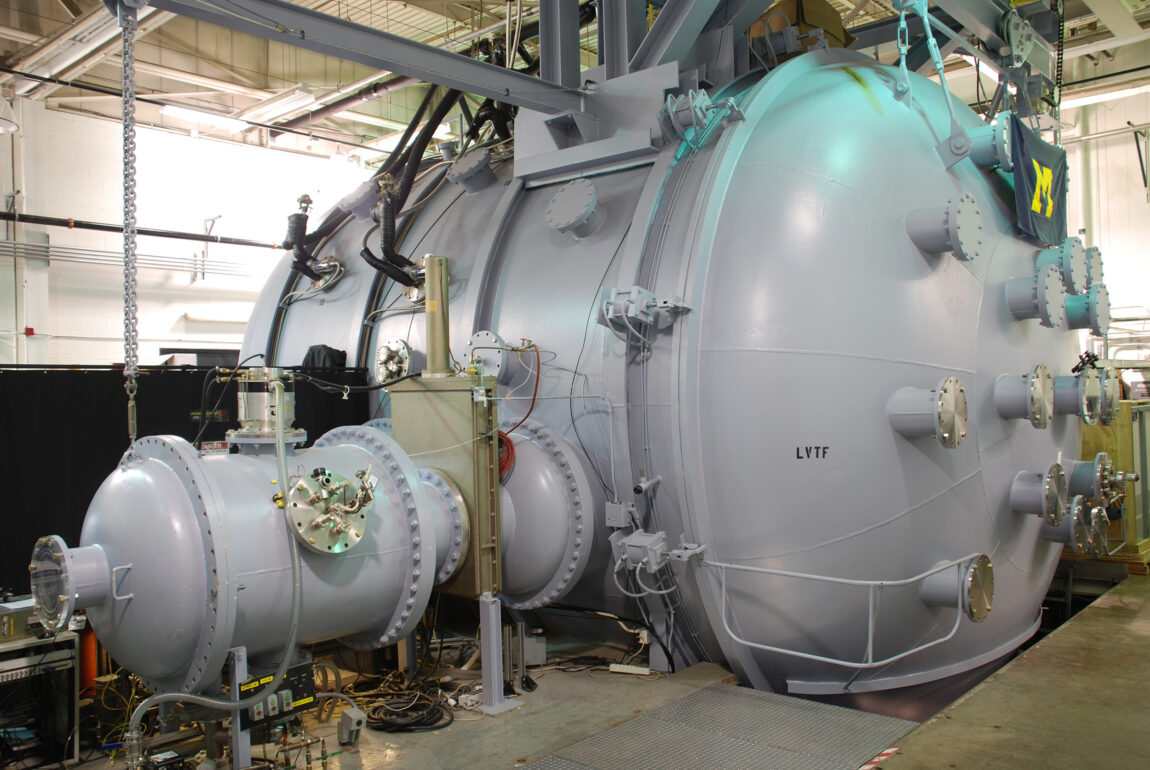 A photo of a large vacuum test facility