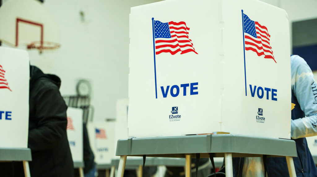 A voting booth. Image credit: Jeremy Marble, Michigan News