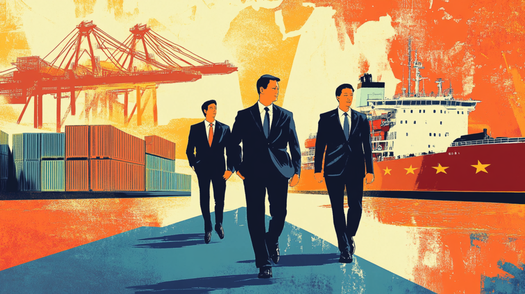 Concept illustration of executives with global expertise to counter trade war impact. Image credit: Nicole Smith, made with Midjourney