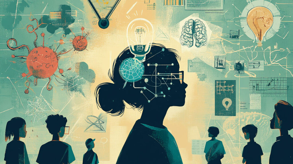 Concept illustration of attitudes about science. Image credit: Nicole Smith, made with Midjourney