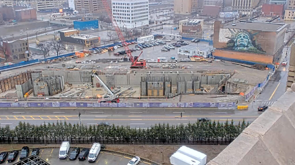 Screenshot of the U-M Center for Innovation construction live cam taken on Dec. 9, 2024.