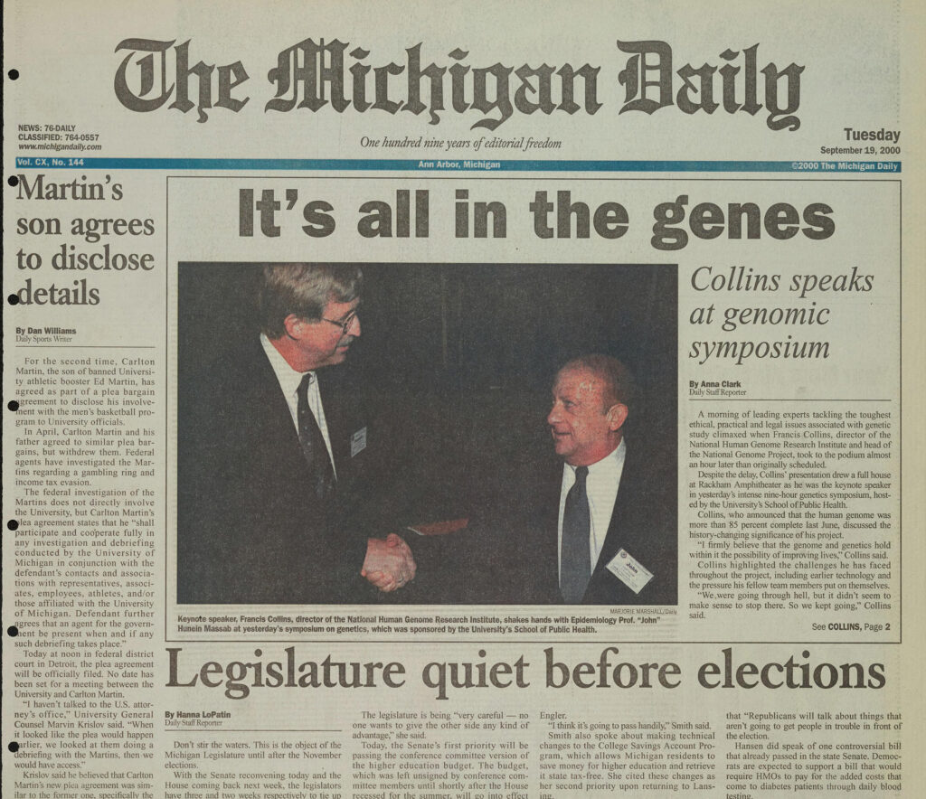 A photo of the front page of a newspaper in 2000
