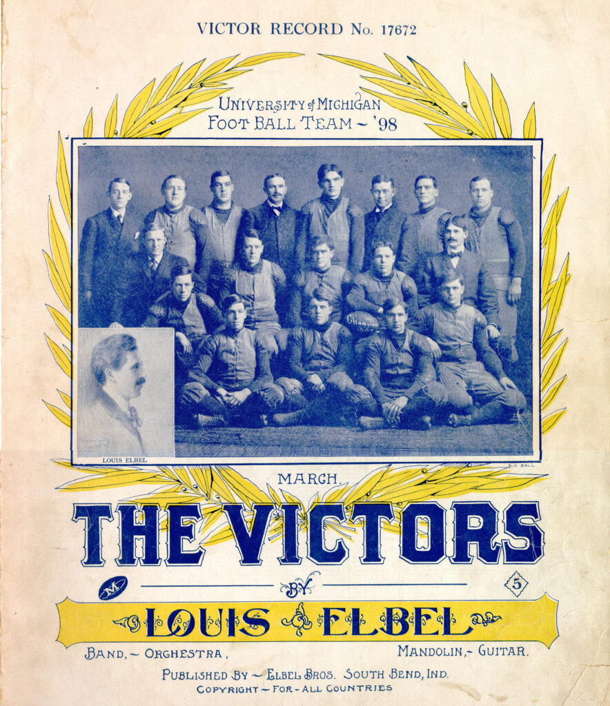 A photo of sheet cover music with the 1904 U-M football team