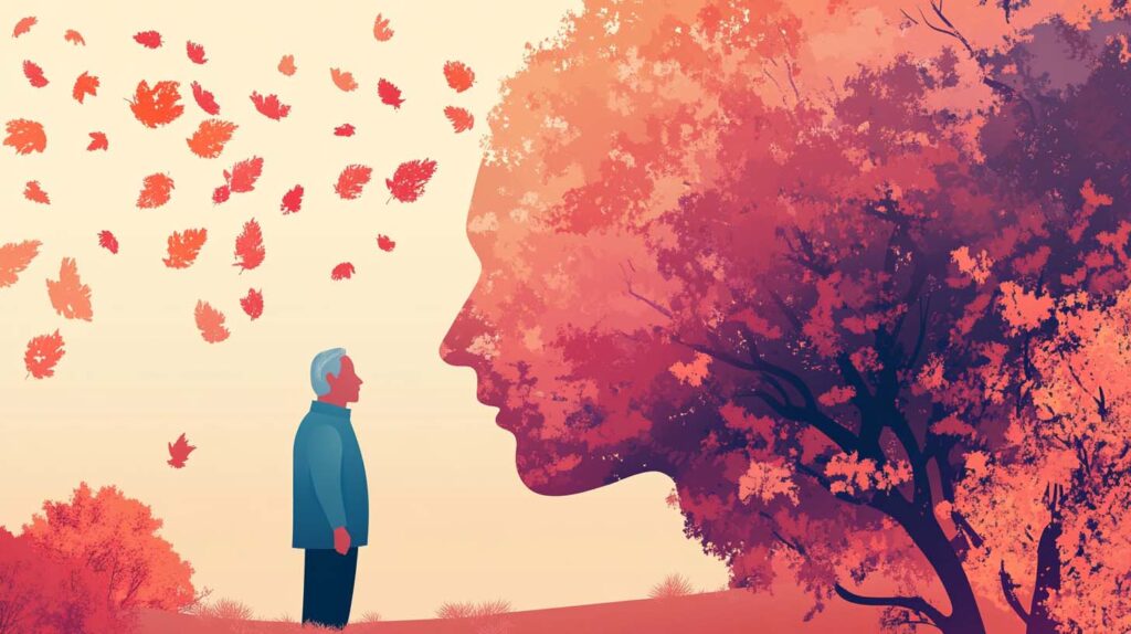 Concept illustration of a person experiencing dementia. Image credit: Nicole Smith, made with Midjourney