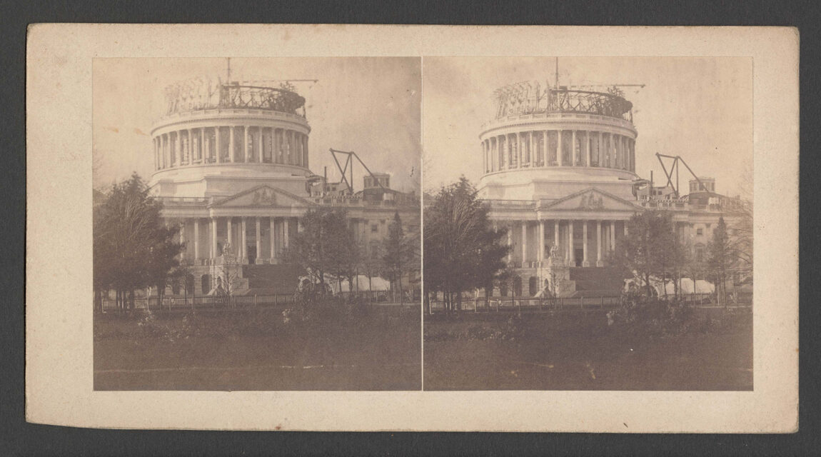A print of construction of the U.S. Capitol