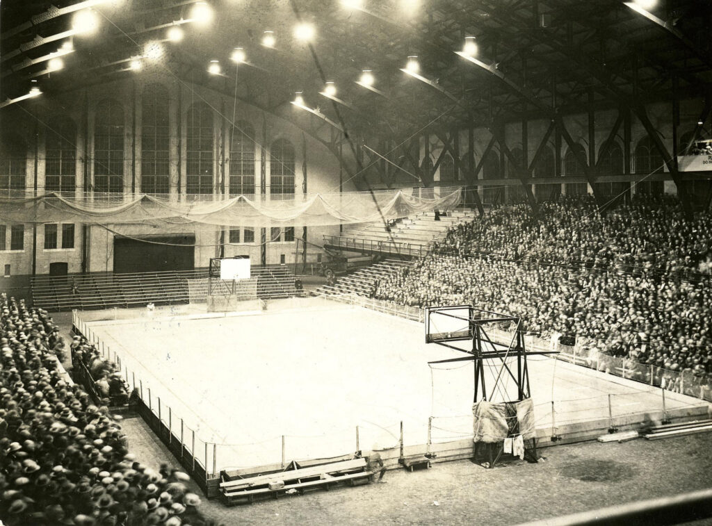 A basketball game at Yost Field House around 1930