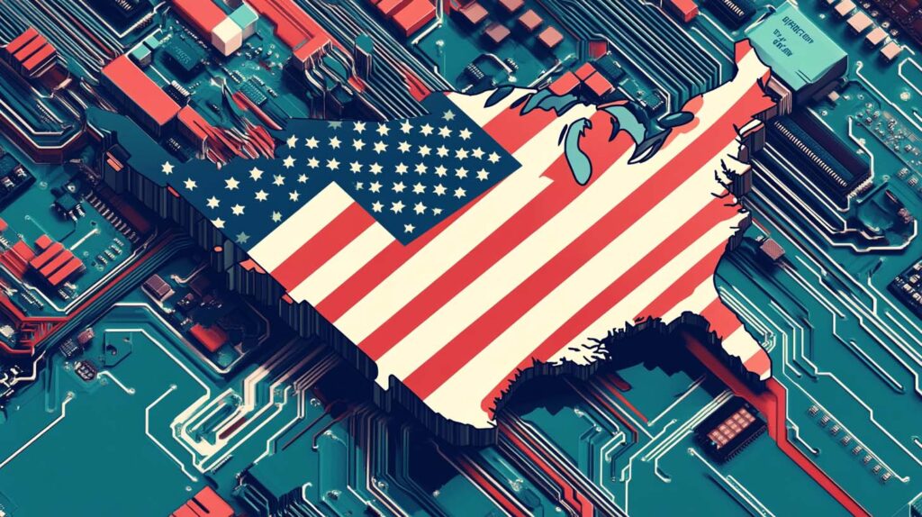 Concept illustration of the U.S. influencing global technology landscape. Image credit: Nicole Smith, made with Midjourney