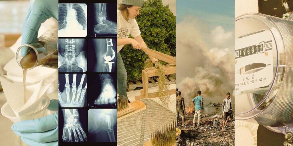 A collage of five photos, each portraying a Catalyst Grant project. Image courtesy: U-M Graham Institute
