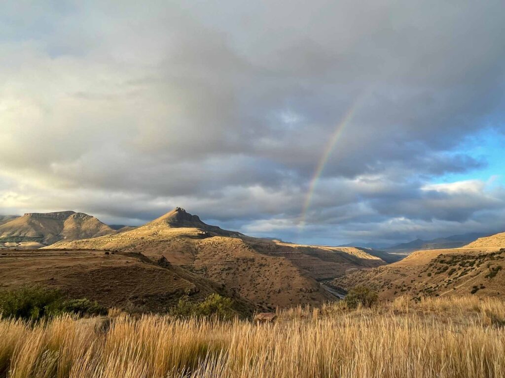 A rainbow arcs over the Maloti Mountains in highland Lesotho. Images courtesy: Brian Stewart, University of Michigan