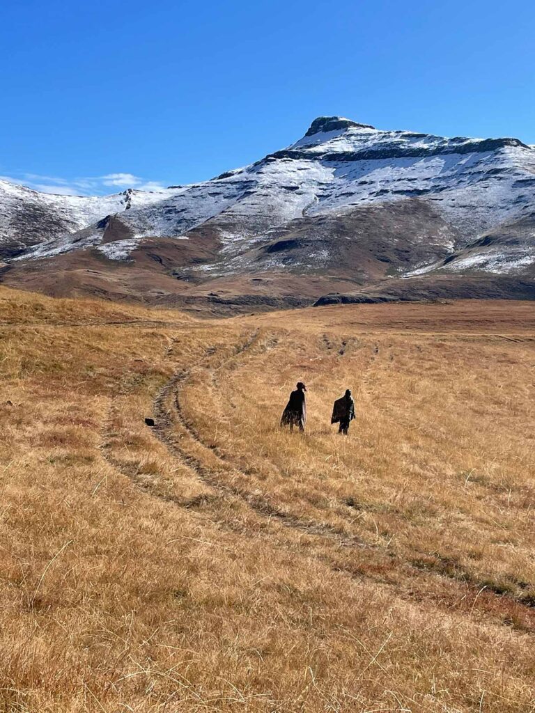 Local herd boys walk in the morning, Sehlabathebe region, highland Lesotho.