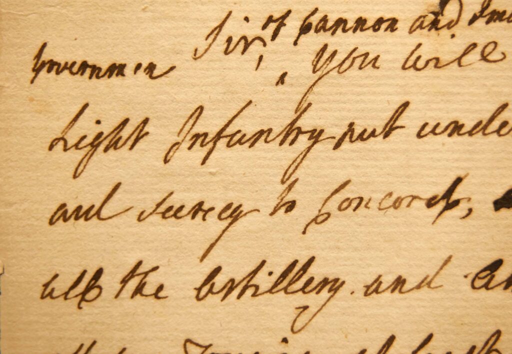A close-up of one of the papers in the exhibition at William L. Clements Library. Image credit: Jeremy Marble, Michigan News