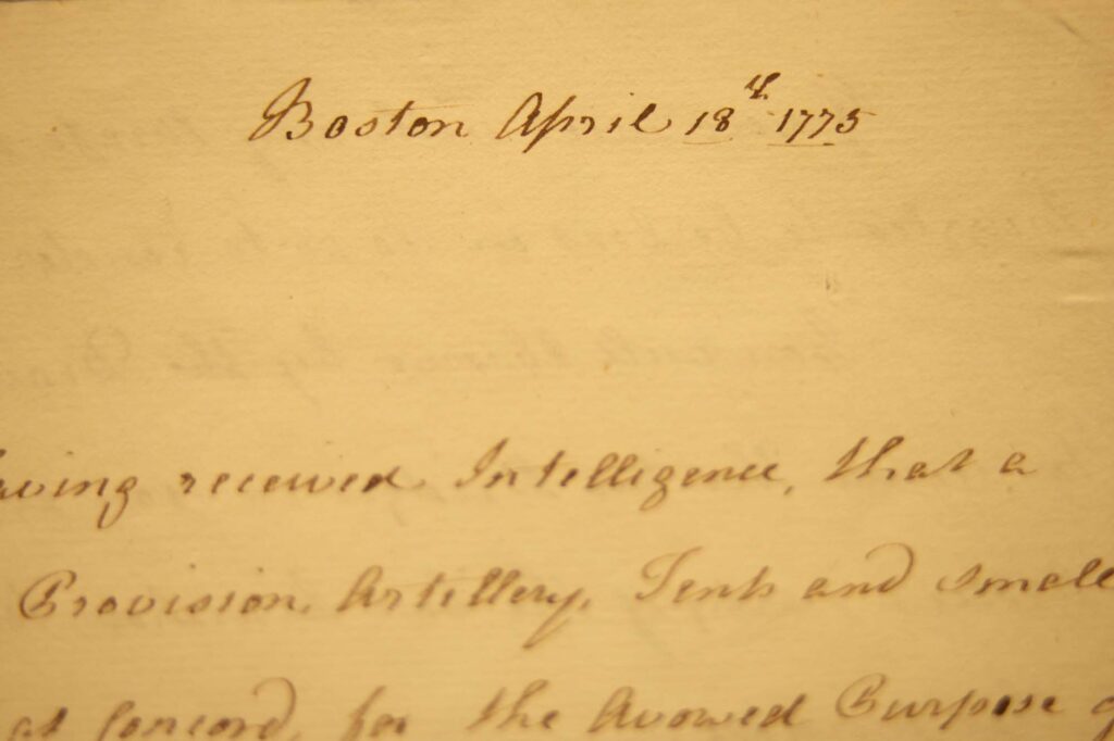 A close-up of one of the papers in the exhibition at William L. Clements Library. Image credit: Jeremy Marble, Michigan News